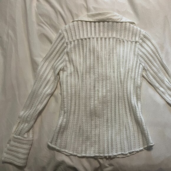 Open-knit White Button up - Picture 3 of 5